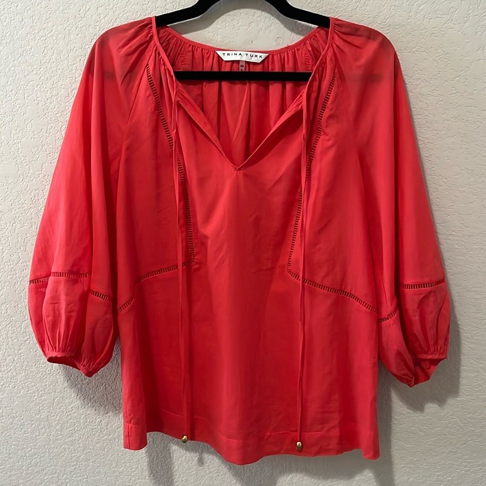 TRINA TURK Lightweight Joplin Top, Color Slushie, Size XS - Picture 2 of 11